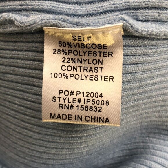 NWT Bibi Womens Blouse Size XL Blue Rib Knit Lace Sleeve Peasant Boho Casual - Picture 7 of 11